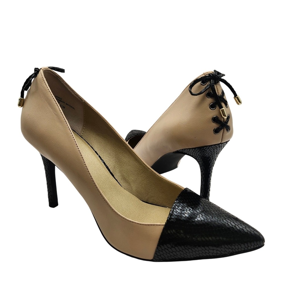 Levity Women's Beige Black Snake Print Stiletto Heel Pumps Shoes Size 11M